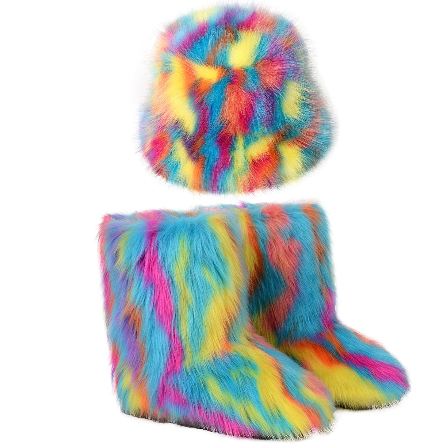 Fluff Pet Boots & Hat Set