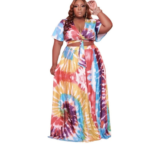 Color Swirl Skirt Set XL-5XL