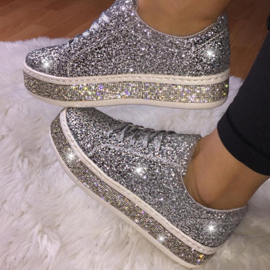 Lace Up Glitter Sneakers