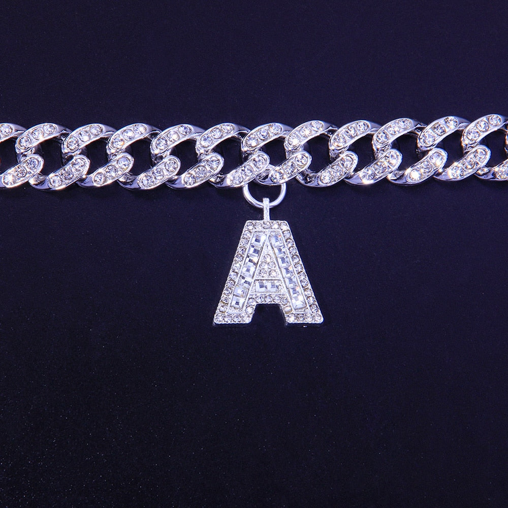 Baguette Alphabet Chain Link Bracelet