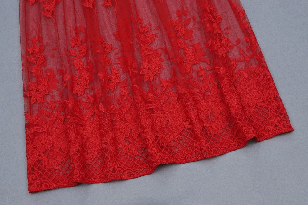 Red Lace Party Dress