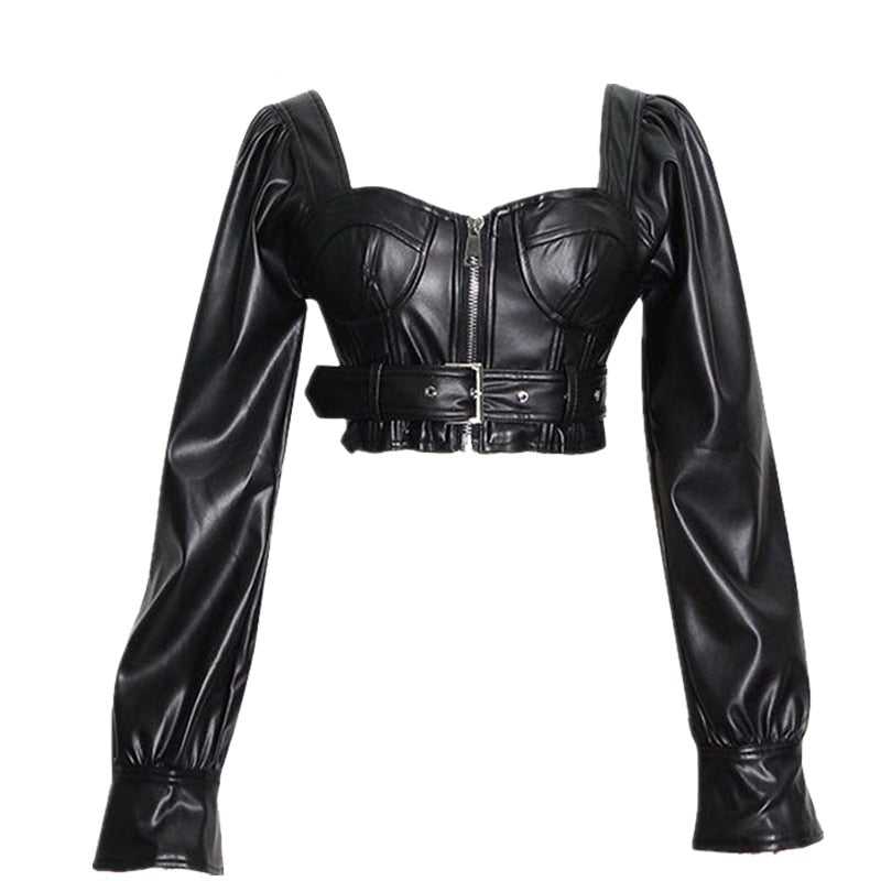 Leather Girl Crop Top up to 7XL