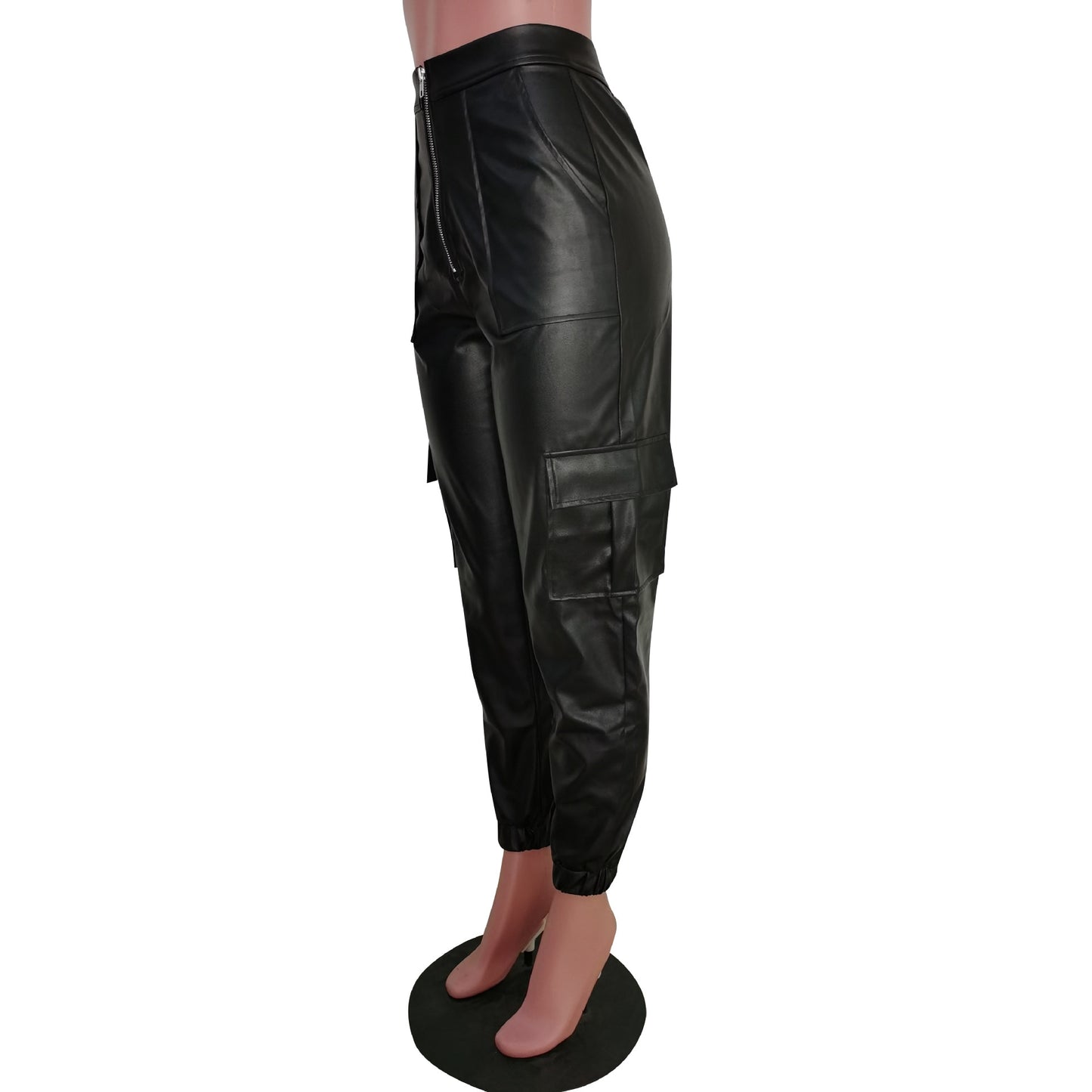 Leather Parts Jogger Pants