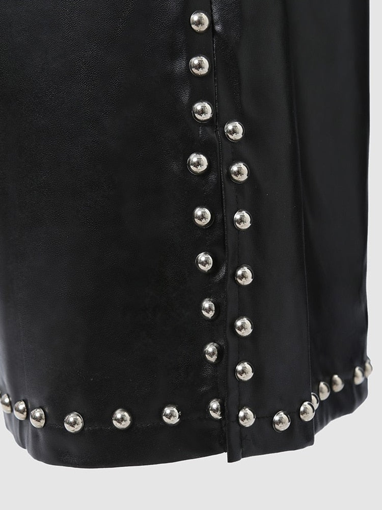 Studded Sides Leather Pants