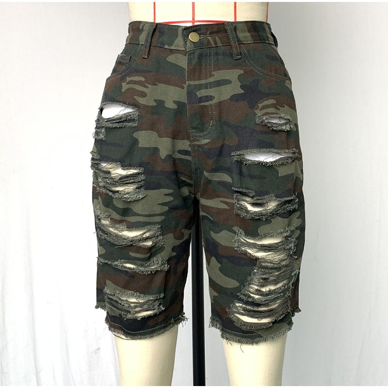Camo Ripped Shorts XL-4XL