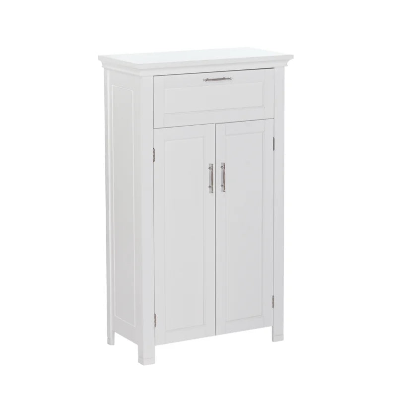 Two Door Floor Cabinet with Drawer, White 11.81 X 23.60 X 40.25 Inches Bathroom Cabinet