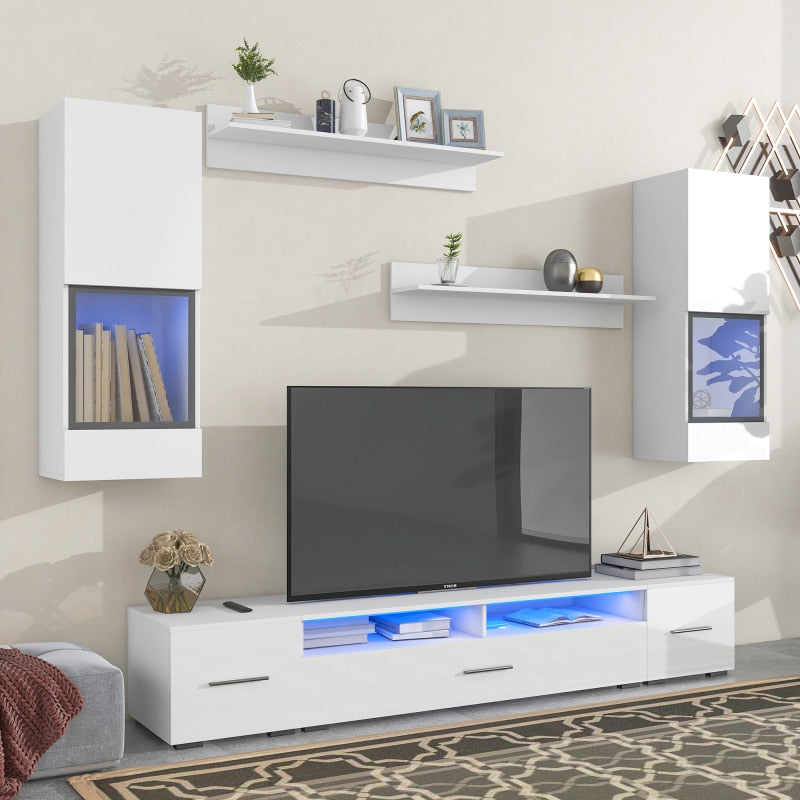 Floating TV Stand with 16-color LED Light