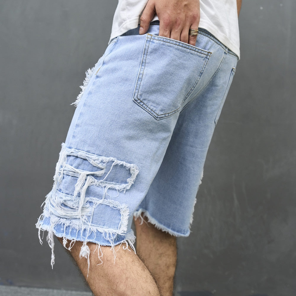 Basic Ripped Denim Shorts