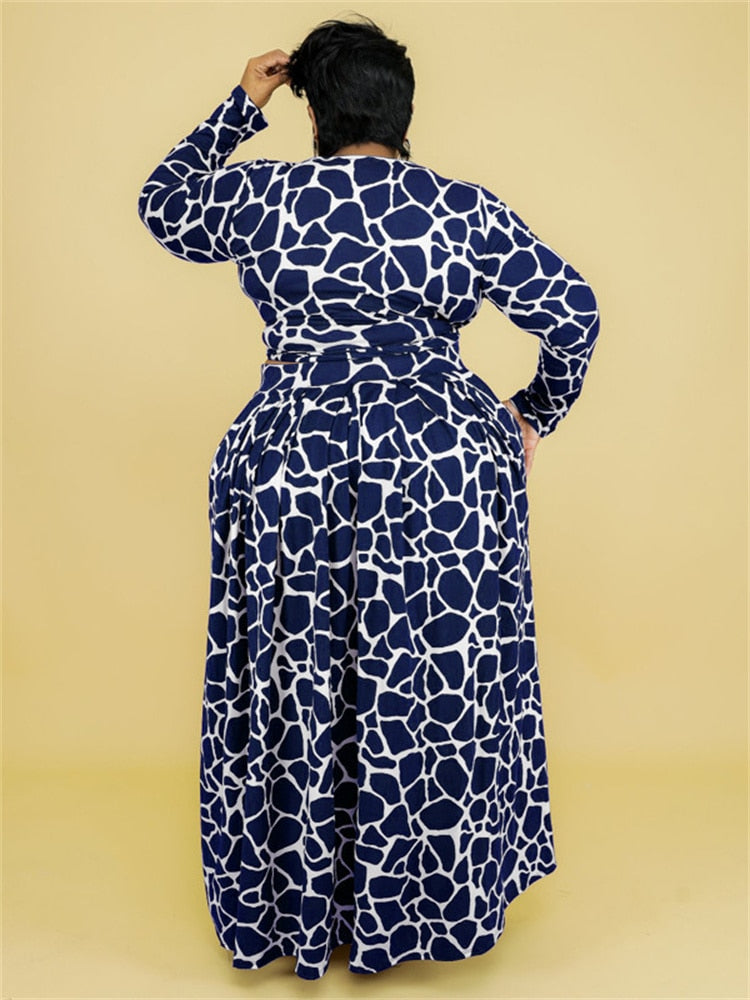 Giraffe Print Skirt Set XL-5XL