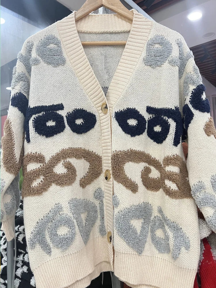 Over-Sized Letter Cardigan
