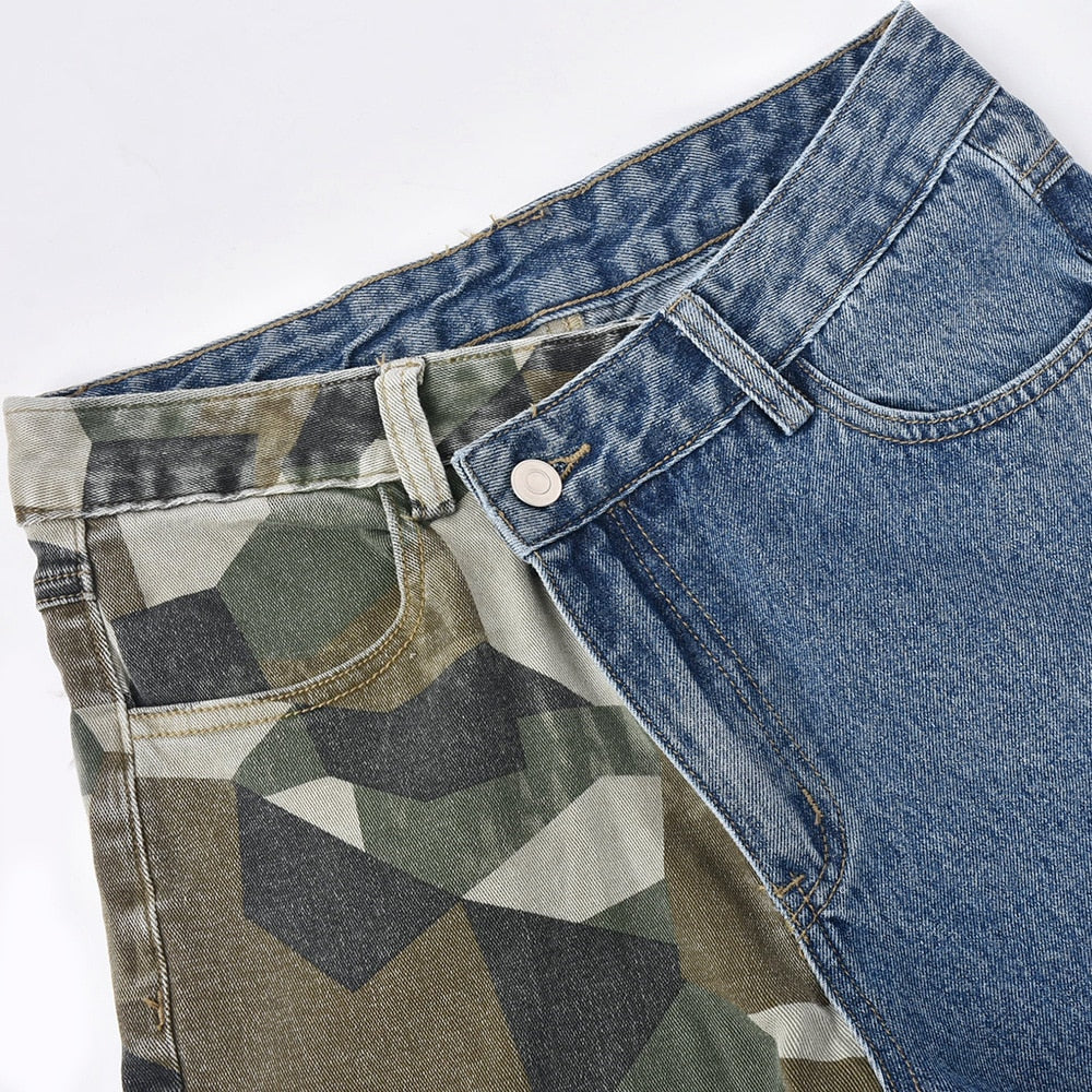 Army Cargo Patchwork Jeans