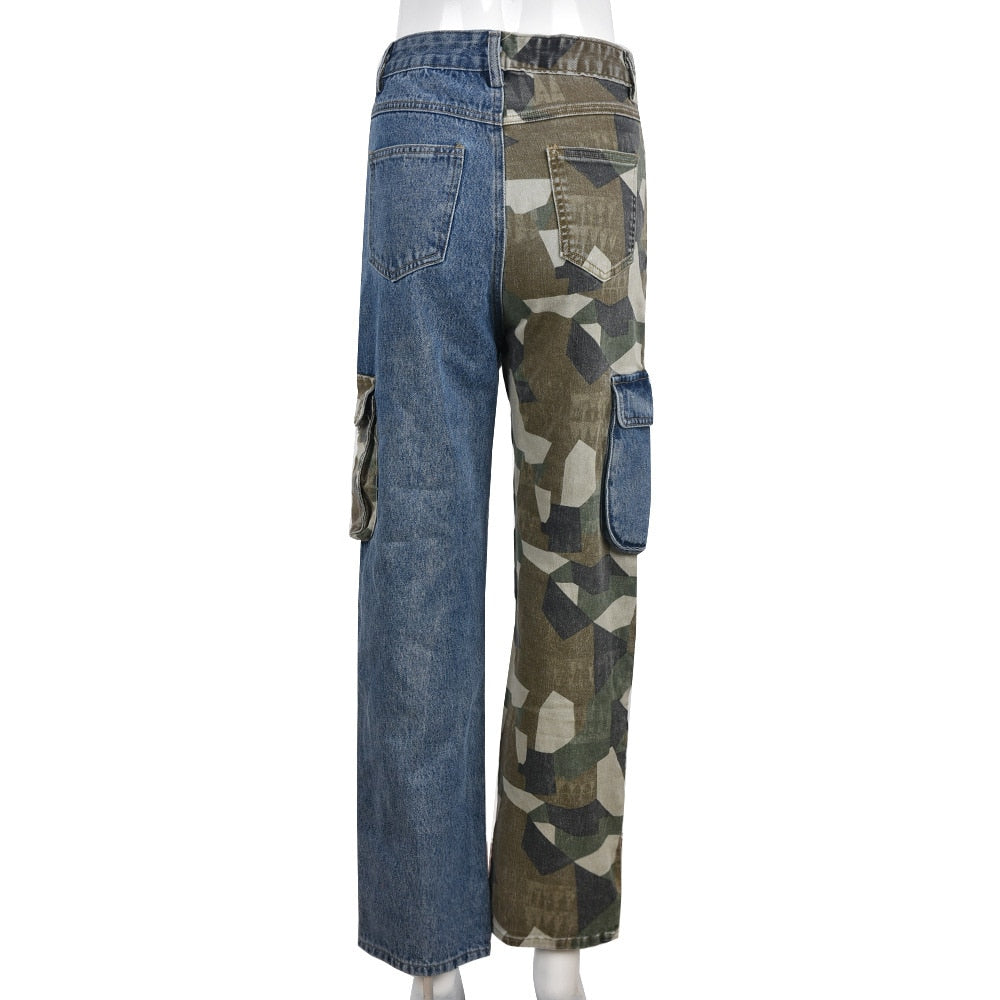 Army Cargo Patchwork Jeans