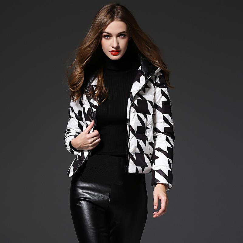 Houndstooth Puffer Coat