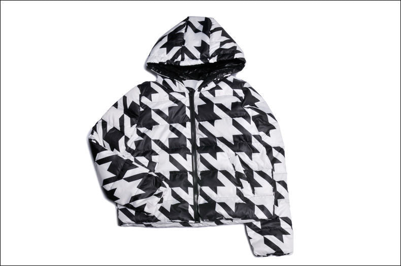 Houndstooth Puffer Coat
