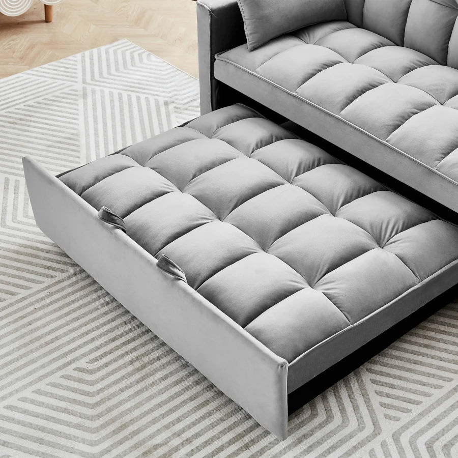 Sleeper Sofa Couch w/Pull Out Bed, 55" Modern Velvet