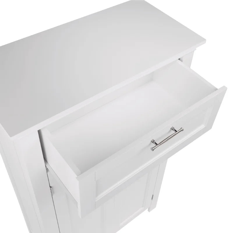 Two Door Floor Cabinet with Drawer, White 11.81 X 23.60 X 40.25 Inches Bathroom Cabinet