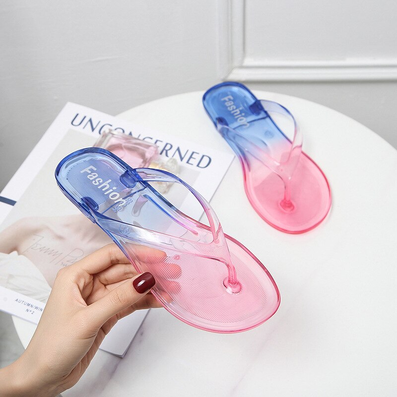 Clear Jelly Thong Slides
