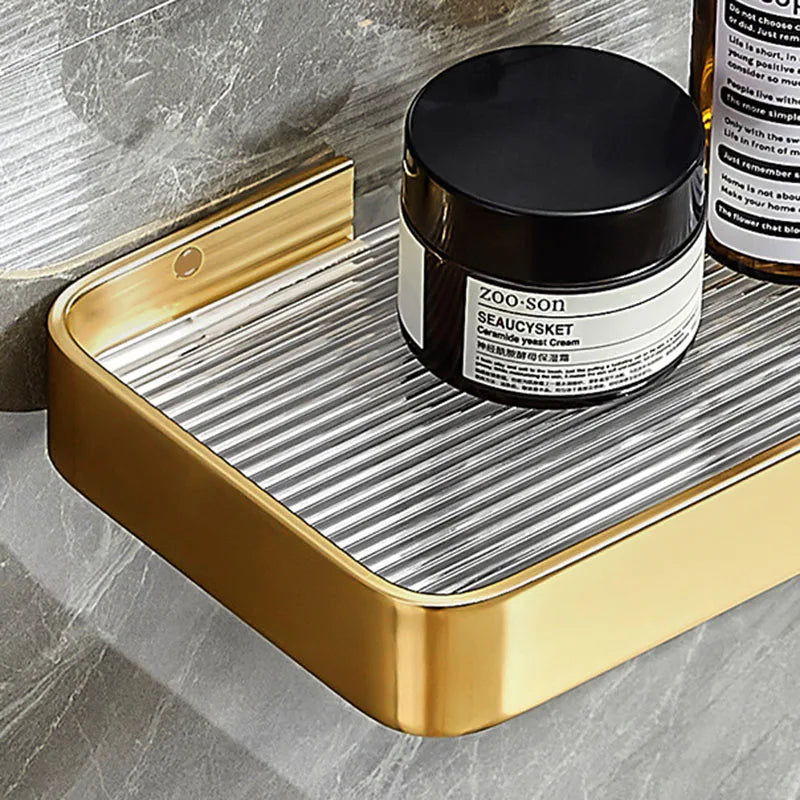 Brushed Gold Aluminum Bathroom Shelves