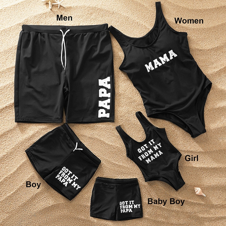 Letter Print Family Swimsuits