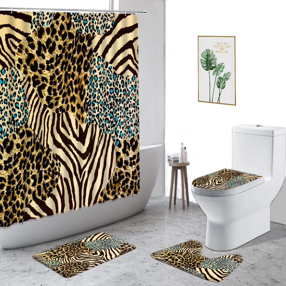 Coffee Leopard Shower Curtain Sets