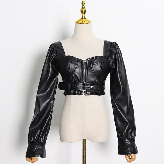 Leather Girl Crop Top up to 7XL