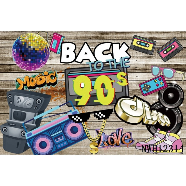 90's Neon Glow Party Backdrop