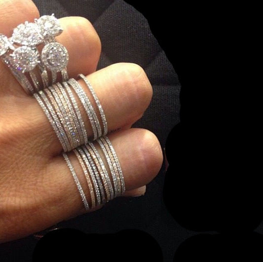 Sterling Silver CZ Thin Stackable Rings