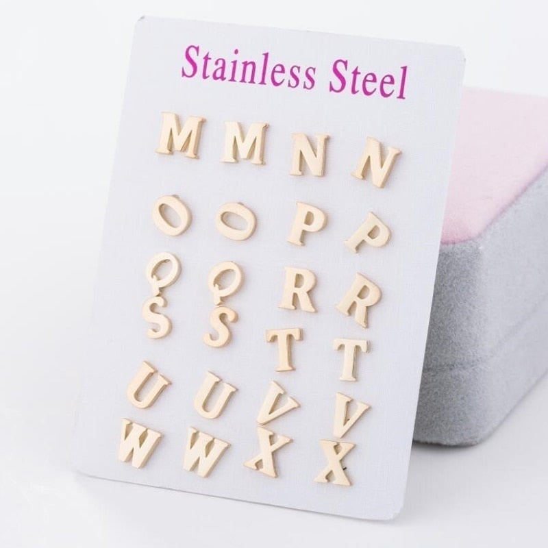 Stainless Steel Alphabet Earrings