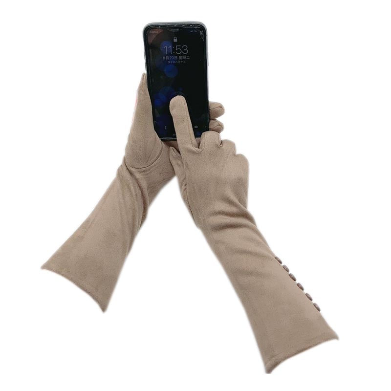 Long Suede Touch Screen Gloves