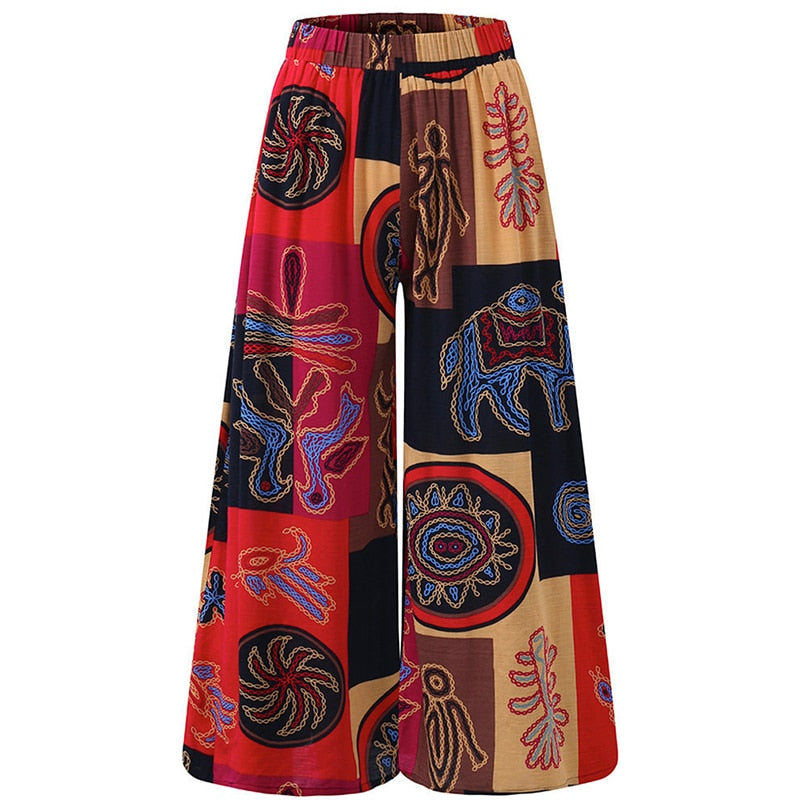 Graphic Wide Leg Pants Up to 5XL