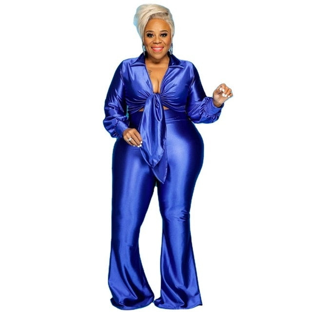 Glossy Flare Pant Set up to 5XL