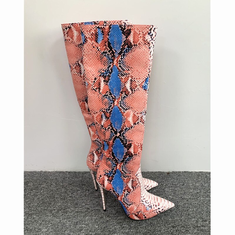 Snake Print Stiletto Boots