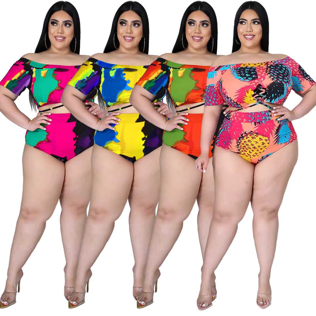 Abstract Printed Swimsuit XL-5XL
