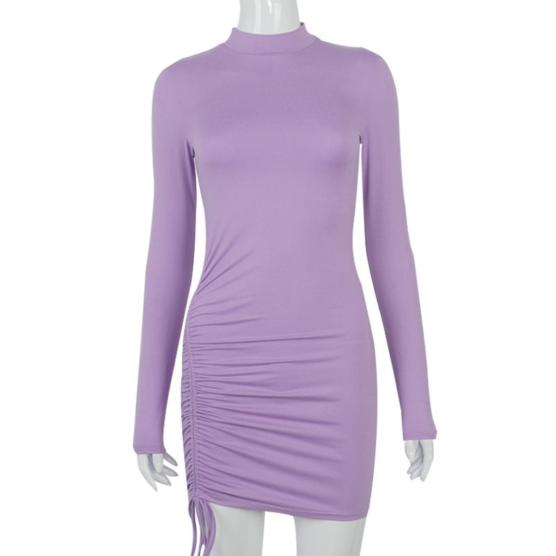 Ruched Long Sleeve Bodycon Dress