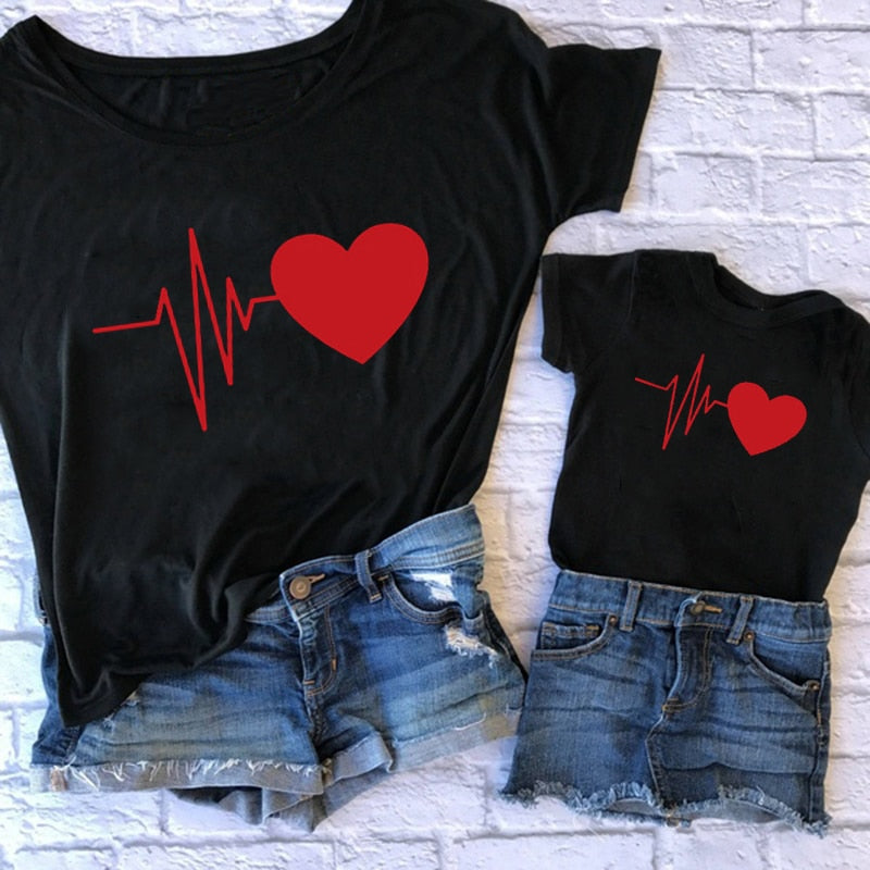 Mommy and Me Matching Heartbeat T-Shirts