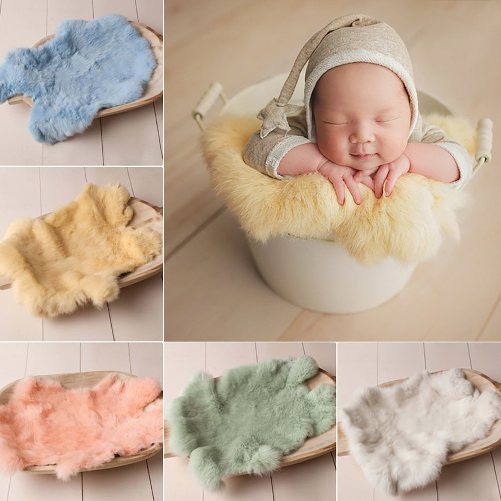 Rabbit Fur Blanket for Newborn Photo Shoot