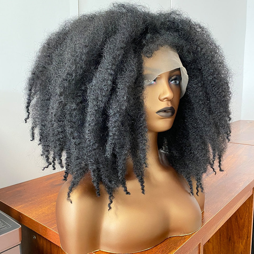 Short Afro Crochet Hair Lace Front Wigs With Bangs For Black Women African Synthetic Ombre Glueless Cosplay Wig Lace Wig Felek