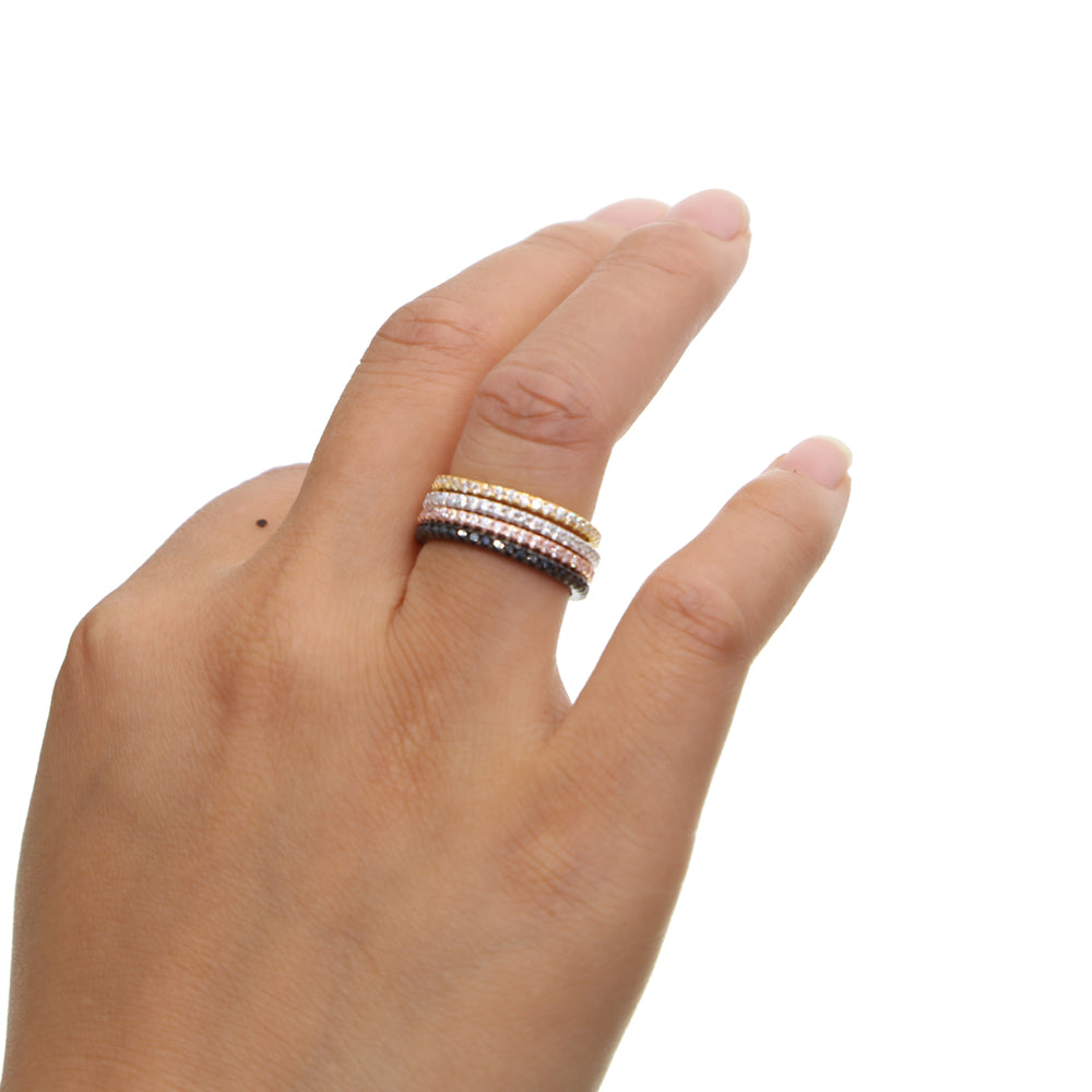 Sterling Silver CZ Thin Stackable Rings