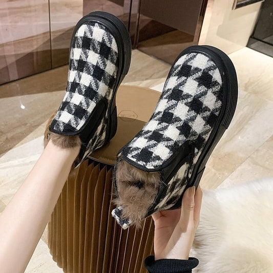 Houndstooth Canvas Booties