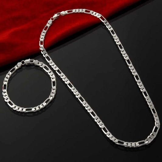 Sterling Silver 4mm Chain Jewelry Set