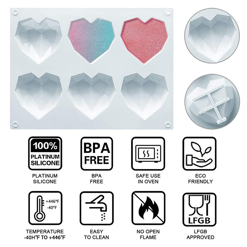 3D Silicone Heart Molds