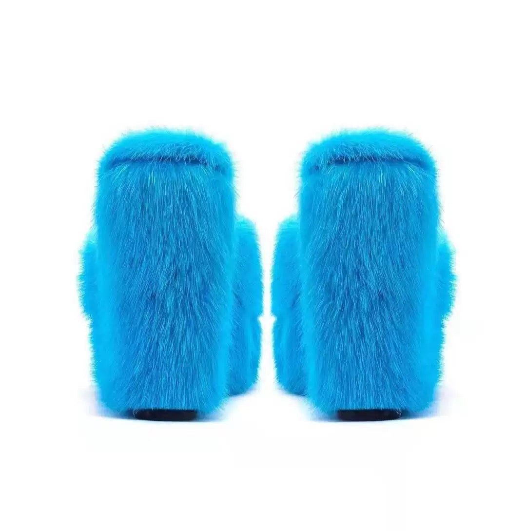Fur Wedge Slippers