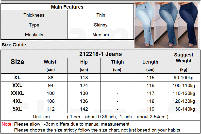 Flare Wide Leg Jeans XL-5XL